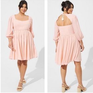 Torrid Mini Wash Gauze Open Back Skater Dress 1/1X NWT